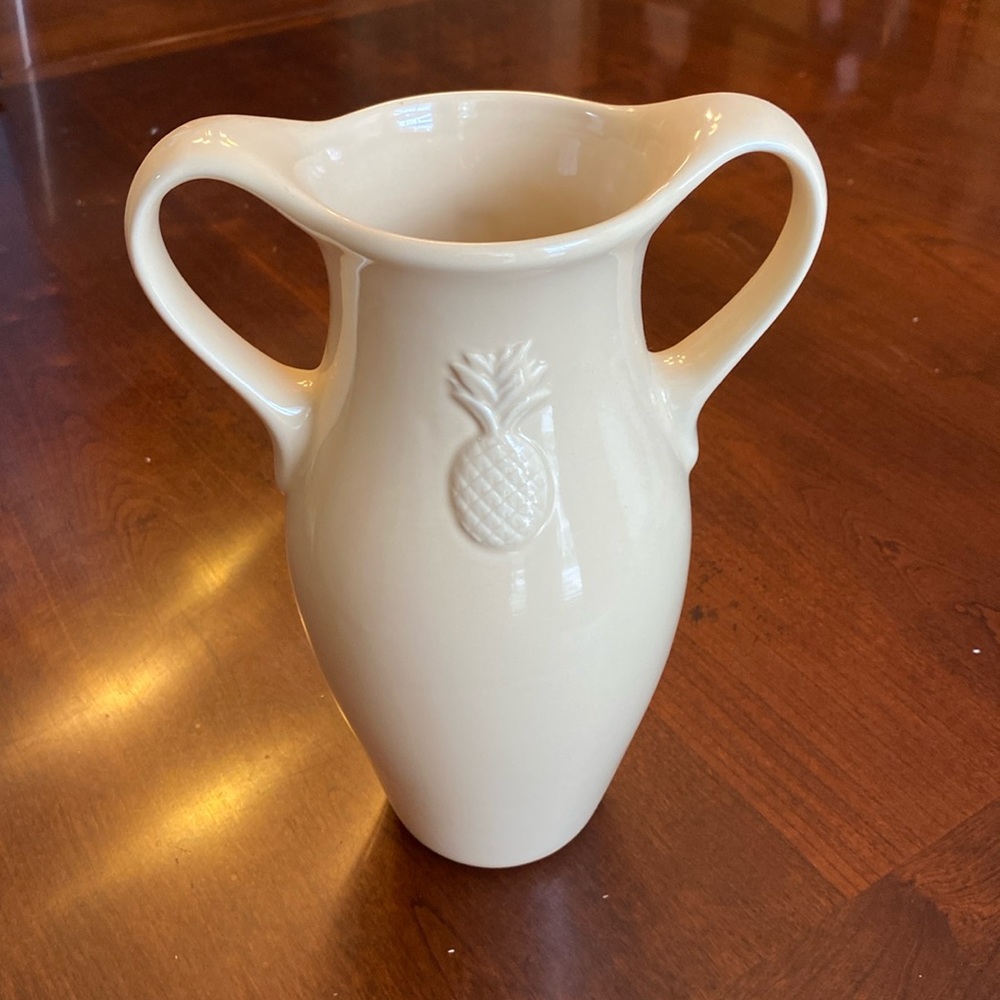 Ceramic Vase With Pineapple Embossed on each side. Never Used.